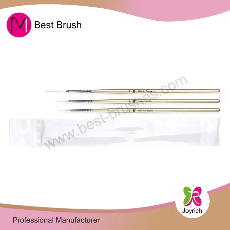 Bộ cọ vẽ móng tay cầm bằng gỗ màu vàng