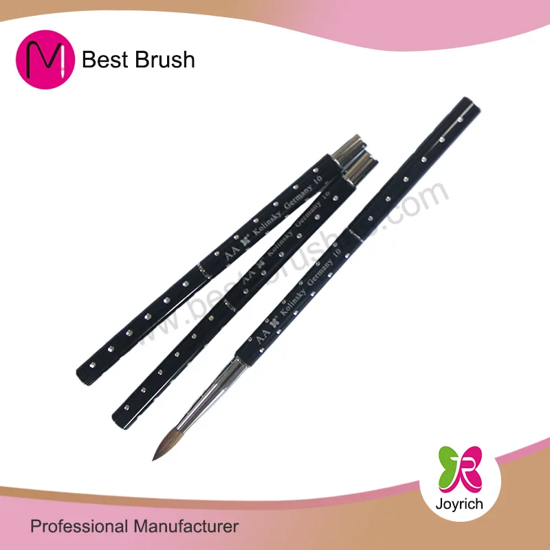 Bàn chải móng tay acrylic Kolinsky nắp đen dài